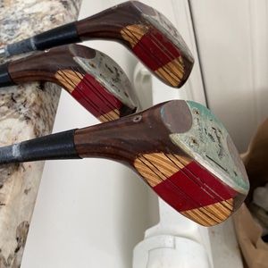 Antique Vintage Wood golf clubs 1. 5. 3